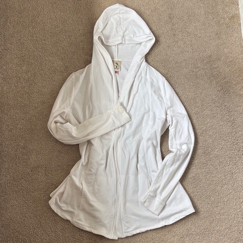 NC State White Hooded Cardigan